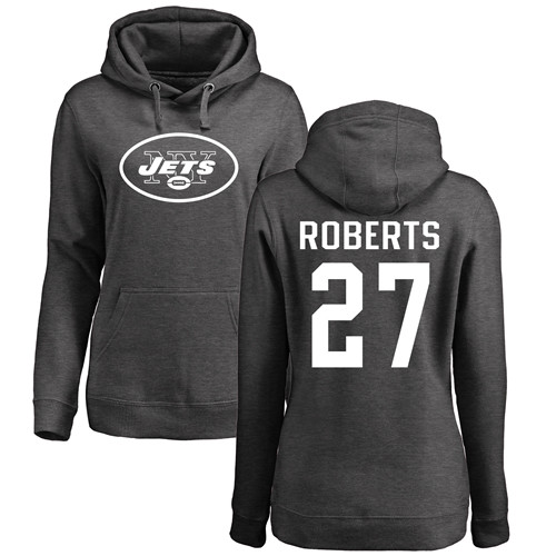New York Jets Ash Women Darryl Roberts One Color NFL Football #27 Pullover Hoodie Sweatshirts->women nfl jersey->Women Jersey